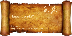 Hass Jenő névjegykártya